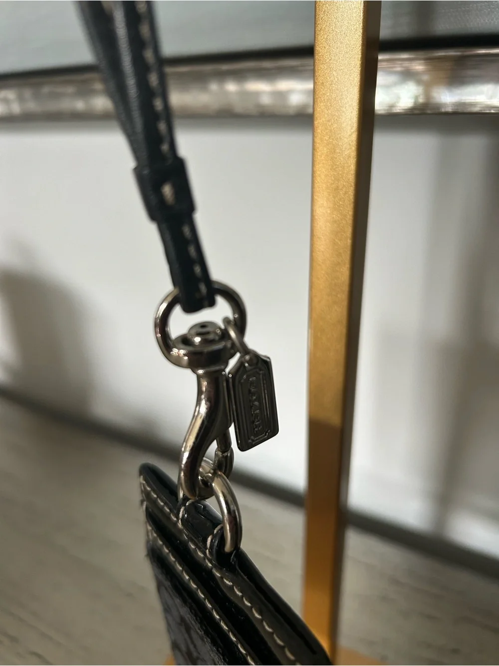 Coach Black Signature Card Holder with Lanyard NWOT UNISEX